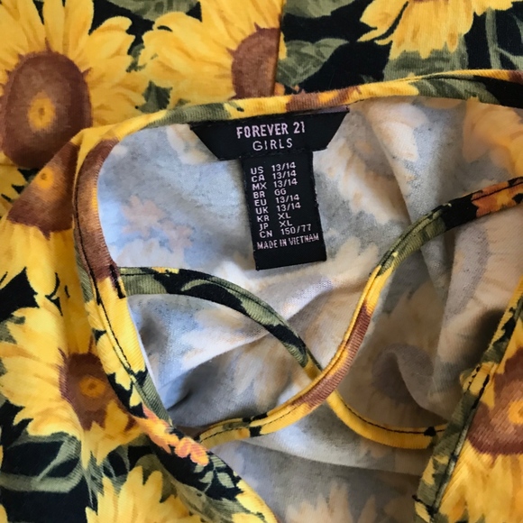 Forever 21 Girls Sunflower Cross Back Dress 13/14 - Picture 4 of 4